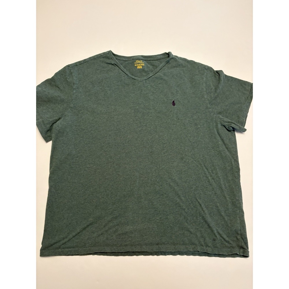 Polo Ralph Lauren Mens XXL Green Heather V-Neck T-Shirt Pony Logo Classic